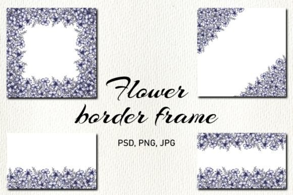 5 Flower Border Frame PNG: Hand-Drawn Marigold Assets