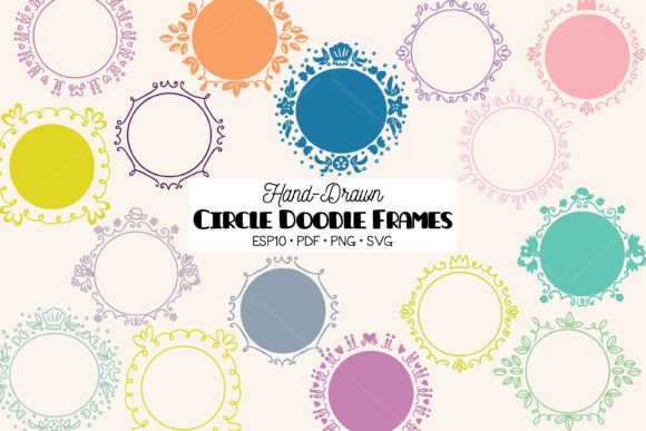 Circle Frame Color Round Wreath Border: Versatile Hand-Drawn Assets for Creative Projects