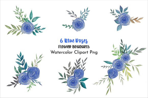 Elevating Creative Projects with Watercolor Blue Roses Flower Bouquets