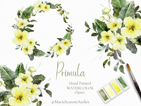 Elevating Digital Design with Authentic Yellow Spring Watercolor Flowers Clipart