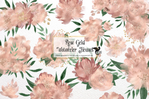 Elevating Digital Design with Rose Gold Watercolor Flowers Clipart
