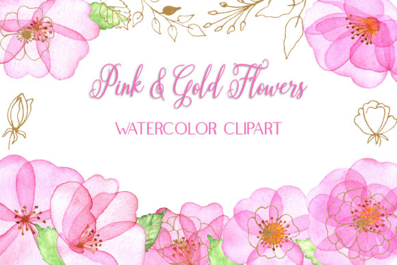 Elevating Digital Design with Watercolor Clipart of Soft Pink Flowers