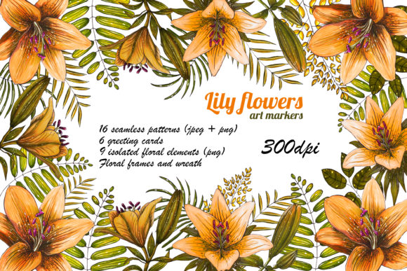 Elevating Visual Identity with Orange Lilies: Patterns and Postcards in Modern Design