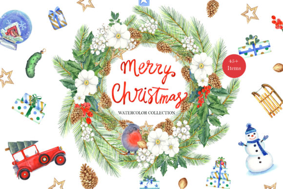 Merry Christmas Winter Set: Elevating Holiday Design with Authentic Watercolor Assets