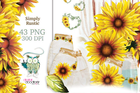 Simply Rustic Watercolor Sunflowers