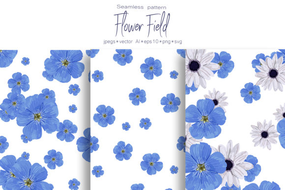 Spring Set Flower Field Seamless Pattern Guide