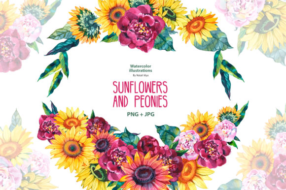 The Art of Digital Florals: Mastering Watercolor Sunflower and Peony Clipart for Creative Projects