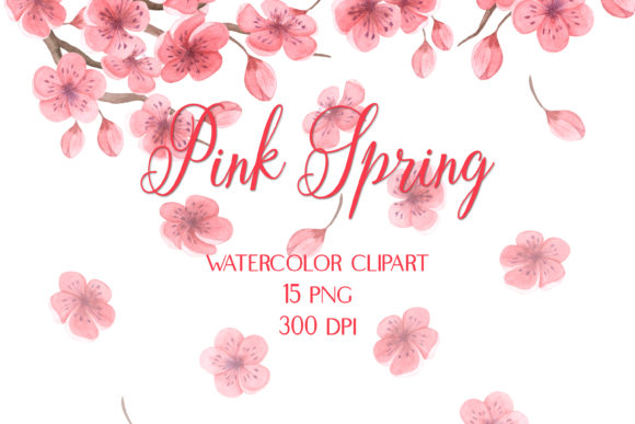 Watercolor Cherry Blossoms Clipart: Elevating Digital Design with Timeless Spring Aesthetics