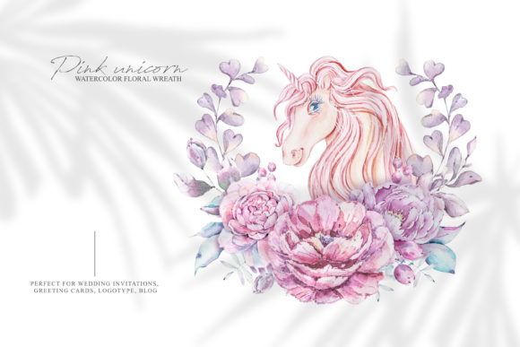 Watercolor Cute Unicorn Clipart PNG: Elevating Creative Projects with Hand-Painted Floral Design
