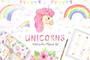 Watercolor Unicorns Set Vol.2: Creative Design Guide